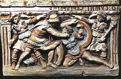 Etruscan tomb relief, Eteocles and
Polynices kill each other