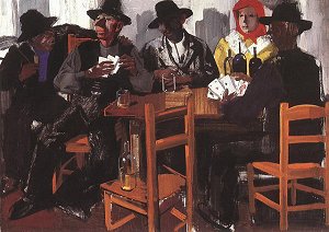 Card Players by Vilmos Aba-Novak, Hungarian 1932